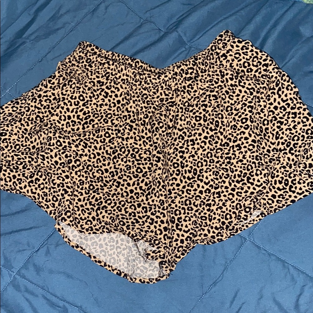 Forever 21 High Waist Leopard Print Shorts Brown Black